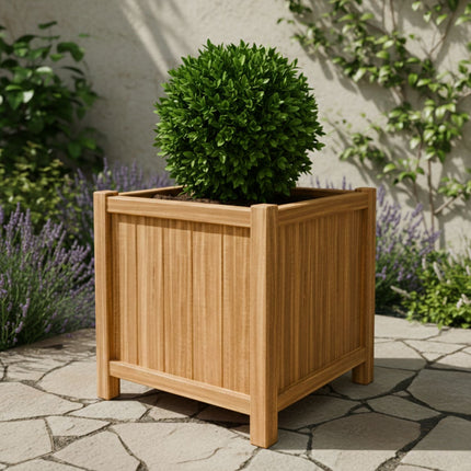 Vierkante Hardhouten plantenbak met poten 60x60x60 cm