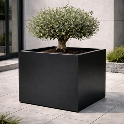 Vierkante aluminium plantenbak 70x70x70 cm - Gitzwart (RAL 9005)