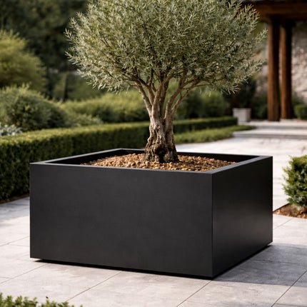 ©-Vierkante aluminium plantenbak 100x100x60 cm - Gitzwart (RAL 9005)