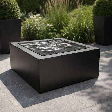 Vierkante aluminium watertafel met fontein 60x60x40cm 17kg