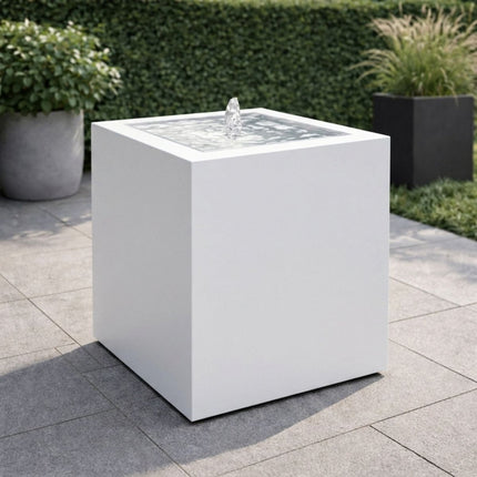 Vierkante aluminium watertafel met fontein 60x60x70cm 23kg - Zuiver Wit (RAL 9010)