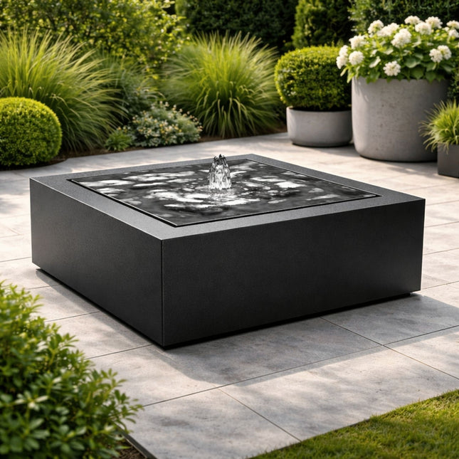 Vierkante aluminium watertafel met fontein 80x80x40cm 26kg