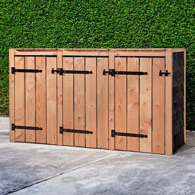 Black Douglas Wood Wheelie Bin Store 3x 240 Liter 205x88x119cm