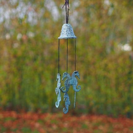 Bronzen Windgong zeepaardjes 30x8x8cm