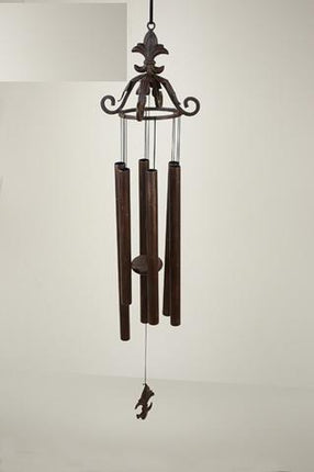 Bronzen Windgong 70 cm. met decoratie 60x17x17cm