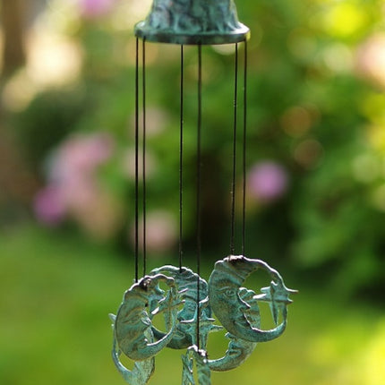 Bronzen beeld Windgong met maantjes 30x9x9cm
