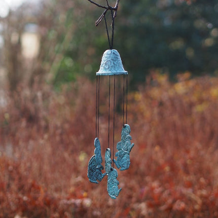 Bronzen beeld Windgong met konijntjes 30x9x9cm