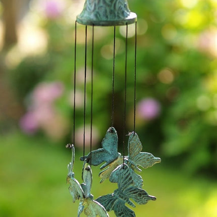 Bronzen beeld Windgong met vlinders 30x9x9cm
