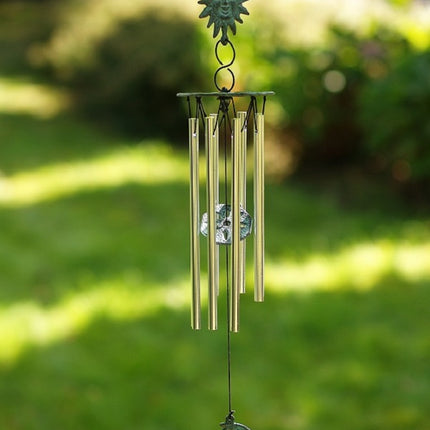 Bronzen beeld Windgong met zon en maan 55x10x10cm