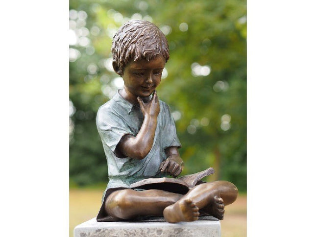 Bronzen beeld Jongen met boek 40x24x32cm - Doika - Bronzen beeld - Doika - 5410807015612 - AN1561BRW-V