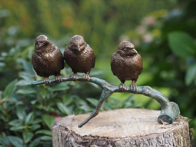 Bronzen beeld Mussen op tak 12x9x20cm - Doika - Bronzen beeld - Doika - 5410807003992 - AN0399BR-B