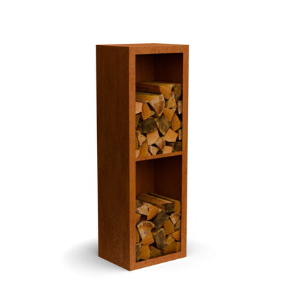 Cortenstalen houtopslag met 2 Vakken met achterwand 50x38,5x150 cm - Doika - Houtopslag - Geroba -  - EguraDC11AW