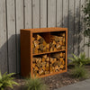 Cortenstalen houtopslag met 4 Vakken met achterwand 100x38,5x100 cm - Doika - Houtopslag - Geroba -  - EguraDC22AW