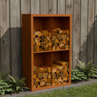 Cortenstalen houtopslag met 4 Vakken met achterwand 100x38,5x150 cm - Doika - Houtopslag - Geroba -  - EguraDC32AW