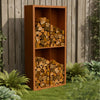 Cortenstalen houtopslag met 4 Vakken met achterwand 100x38,5x200 cm - Doika - Houtopslag - Geroba -  - EguraDC52AW