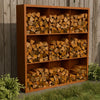 Cortenstalen houtopslag met 9 Vakken met achterwand Outlet 200x38,5x200 cm - Doika - Houtopslag - Geroba -  - EguraDC103AW outlet
