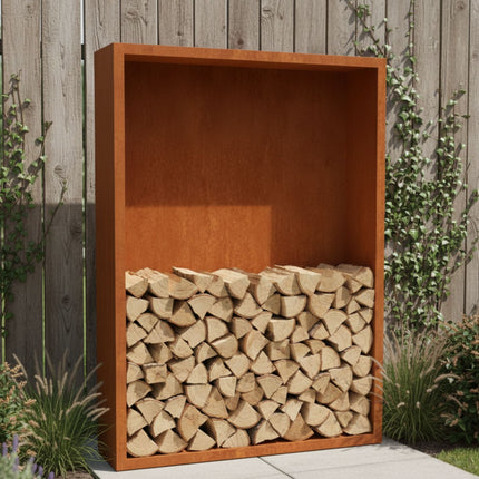 Cortenstalen houtopslag met achterwand 150x38.5x200 cm - Doika - Houtopslag - Geroba -  - EguraAWC6