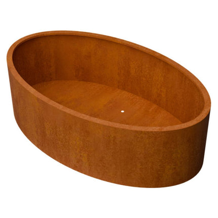 Ellipsvormige cortenstalen plantenbak met bodem 200x120x60 cm - Doika - Plantenbak - Geroba - 5404033116403 - OvaluBC2