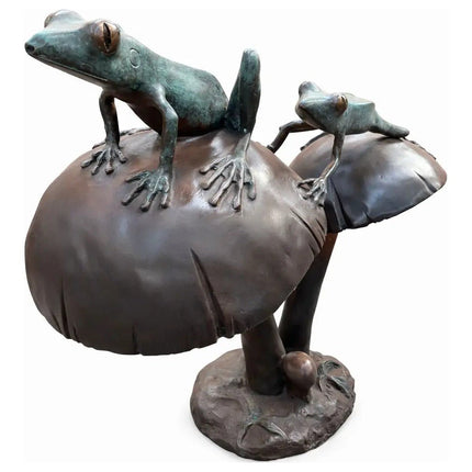 Fontein Kikkers Op Paddenstoel 72x39x68 cm - Doika - Waterval - Thermobrass - 5410807505526 - B50552