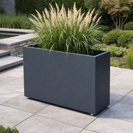 GARDRA Polyester plantenbak met wielen 110x40x110 cm - Zwartgrijs (RAL 7021) - Doika - Plantenbak - GARDRA -  - GARDRA Polyester plantenbak met wielen 110x40x110 cm - Zwartgrijs (RAL 7021)