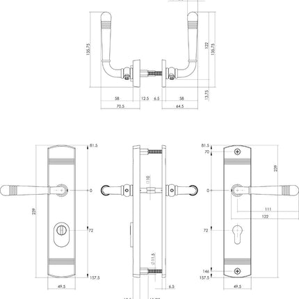 Intersteel Achterdeurbeslag Helena kruk/kruk profielcilindergat 72 mm met kerntrekbeveiliging zwart - Doika - Achterdeurbeslag op schild - Intersteel - 8714186568224 - 23,377,736