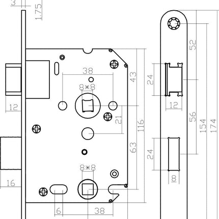 Intersteel Deurbeslag set toiletslot 63/8 zwart met deurkruk Bastian en WC - sluiting antraciet grijs - Doika - Deurbeslag sets - Intersteel - 8714186634882 - 29,169,399