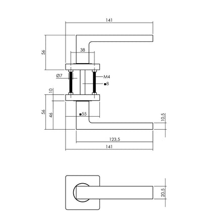 Intersteel Deurbeslag set toiletslot 63/8mm wit met deurkruk Hera en WC - sluiting messing titaan PVD - Doika - Deurbeslag sets - Intersteel - 8714186634806 - 13,171,399