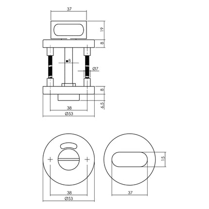 Intersteel Deurbeslag set toiletslot 63/8mm wit met deurkruk Jupiter en WC - sluiting rvs - Doika - Deurbeslag sets - Intersteel - 8714186634585 - 35,128,199