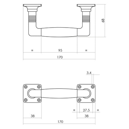 Intersteel Deurgreep Ton Basic 170 mm op vierkant rozet nikkel mat/ebbenhout - Doika - Deurgrepen op rozet - Intersteel - 8714186461228 - 19,426,195