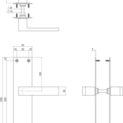 Intersteel Deurkruk Amsterdam met schild 250x55x2mm blind zwart - Doika - Deurkrukken op schild - Intersteel - 8714186489505 - 23,057,111