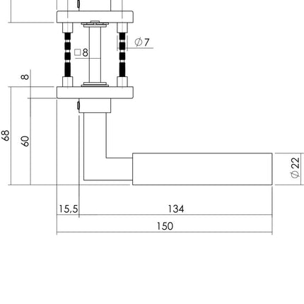 Intersteel Deurkruk Bau - stil op vierkant rozet rvs geborsteld - Doika - Deurkrukken op rozet - Intersteel - 8714186298404 - 35,037,802