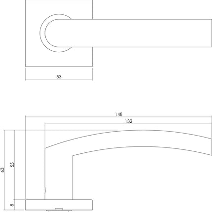 Intersteel Deurkruk Blok op vierkant rozet rvs geborsteld - Doika - Deurkrukken op rozet - Intersteel - 8714186127896 - 35,124,802