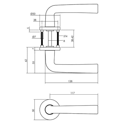 Intersteel Deurkruk Conisch met ronde rozet ø50x7 mm aluminium - Doika - Deurkrukken op rozet - Intersteel - 8714186068540 - 82,007,402