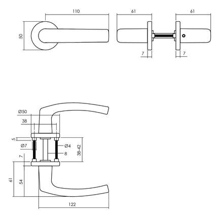 Intersteel Deurkruk Denham op rozet ø50x7 mm aluminium zwart - Doika - Deurkrukken op rozet - Intersteel - 8714186505182 - 23,006,002