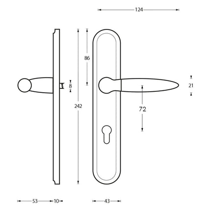 Intersteel Deurkruk Elen op schild profielcilindergat 72 mm chroom - Doika - Deurkrukken op schild - Intersteel - 8714186168059 - 16,168,236