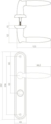 Intersteel Deurkruk Elen op schild toilet - /badkamersluiting 63 mm chroom - Doika - Deurkrukken op schild - Intersteel - 8714186167700 - 16,168,265