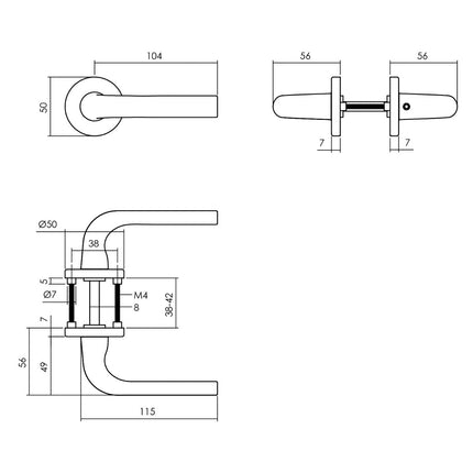 Intersteel Deurkruk Eucla op rozet ø50x7 mm aluminium zwart - Doika - Deurkrukken op rozet - Intersteel - 8714186505205 - 23,005,402