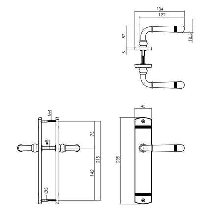 Intersteel Deurkruk Helena op schild 230x44 mm blind zwart - Doika - Deurkrukken op schild - Intersteel - 8714186568132 - 23,170,511