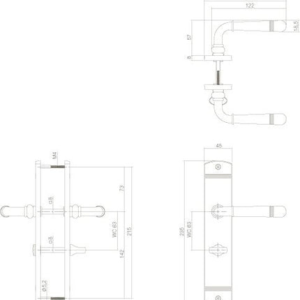 Intersteel Deurkruk Helena op schild toilet - /badkamersluiting 63 mm nikkel mat - Doika - Deurkrukken op schild - Intersteel - 8714186498958 - 19,170,565