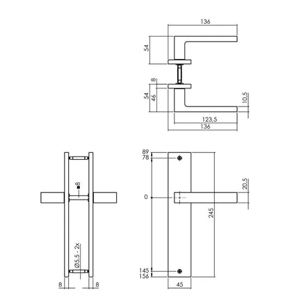 Intersteel Deurkruk Hera op schild 245x45 mm blind antracietgrijs - Doika - Deurkrukken op schild - Intersteel - 8714186555392 - 29,174,411