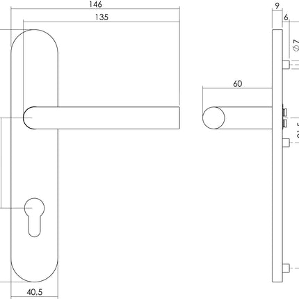 Intersteel Deurkruk Hoek 90° op op schild profielcilindergat rvs geborsteld - Doika - Deurkrukken op schild - Intersteel - 8714186182284 - 35,129,729