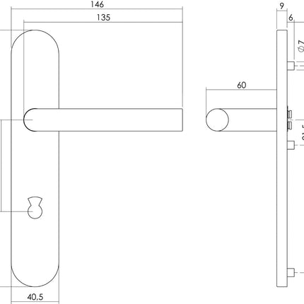 Intersteel Deurkruk Jura op schild toilet - /badkamersluiting 63 mm rvs geborsteld - Doika - Deurkrukken op schild - Intersteel - 8714186580585 - 0035.129765W