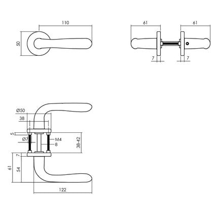 Intersteel Deurkruk Merredin op rozet ø50x7 mm aluminium zwart - Doika - Deurkrukken op rozet - Intersteel - 8714186505236 - 23,005,302