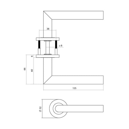 Intersteel Deurkruk Q 01 op rozet verdekt ø52x6mm PVD zwart - Doika - Deurkrukken op rozet - Intersteel - 8714186694909 - 1,323,102,102