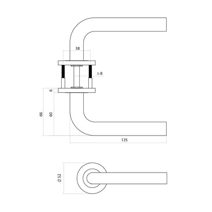 Intersteel Deurkruk Q 02 op rozet verdekt ø52x6mm PVD messing mat - Doika - Deurkrukken op rozet - Intersteel - 8714186695067 - 1,314,102,202