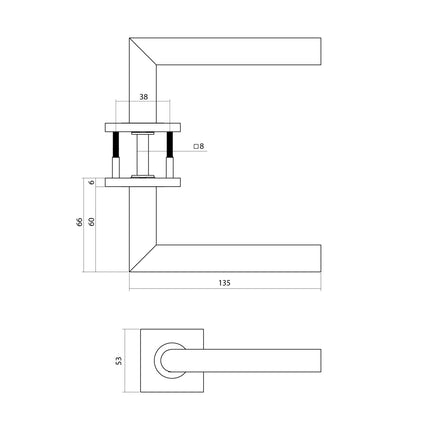 Intersteel Deurkruk Q 04 op rozet verdekt 53x53x6mm rvs - Doika - Deurkrukken op rozet - Intersteel - 8714186695340 - 1,335,103,402