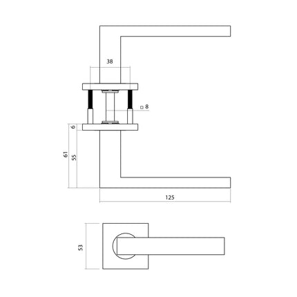 Intersteel Deurkruk Q 05 op rozet verdekt 53x53x6mm PVD antraciet - Doika - Deurkrukken op rozet - Intersteel - 8714186695524 - 1,329,103,502