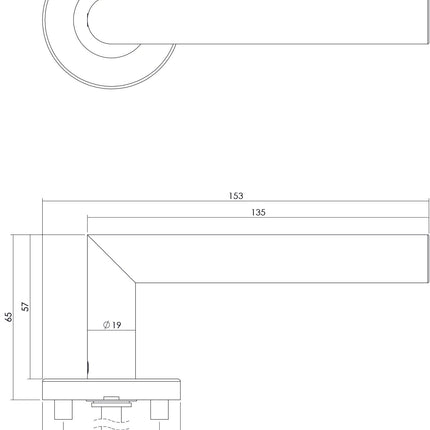 Intersteel Deurkruk Recht Hoek 90° op rond EN1906/4 rozet rvs geborsteld - Doika - Deurkrukken op rozet - Intersteel - 8714186142325 - 35,131,702