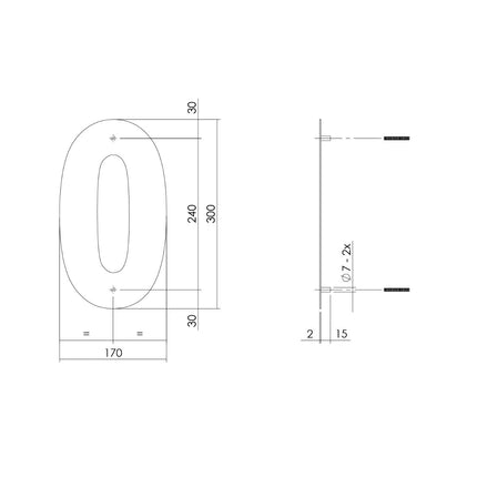 Intersteel Huisnummer 0 XL hoogte 30 cm rvs geborsteld - Doika - Huisnummer - Intersteel - 8714186503072 - 35,402,110