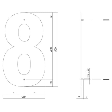 Intersteel Huisnummer 8 XXL hoogte 50 cm rvs geborsteld - Doika - Huisnummer - Intersteel - 8714186503256 - 35,402,128